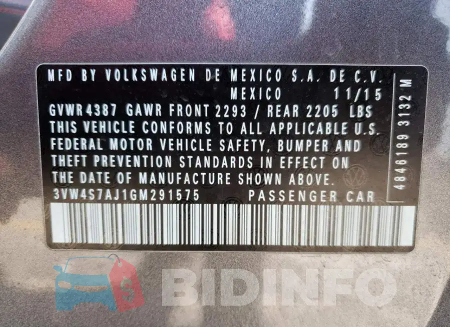 3VW4S7AJ1GM291575 Photo# 10