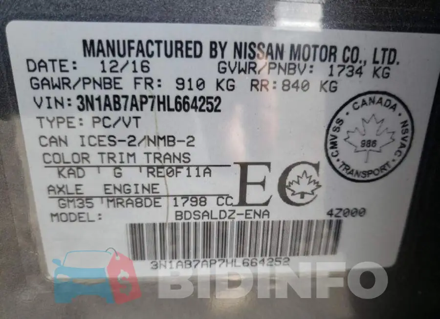 3N1AB7AP7HL664252 Photo# 10