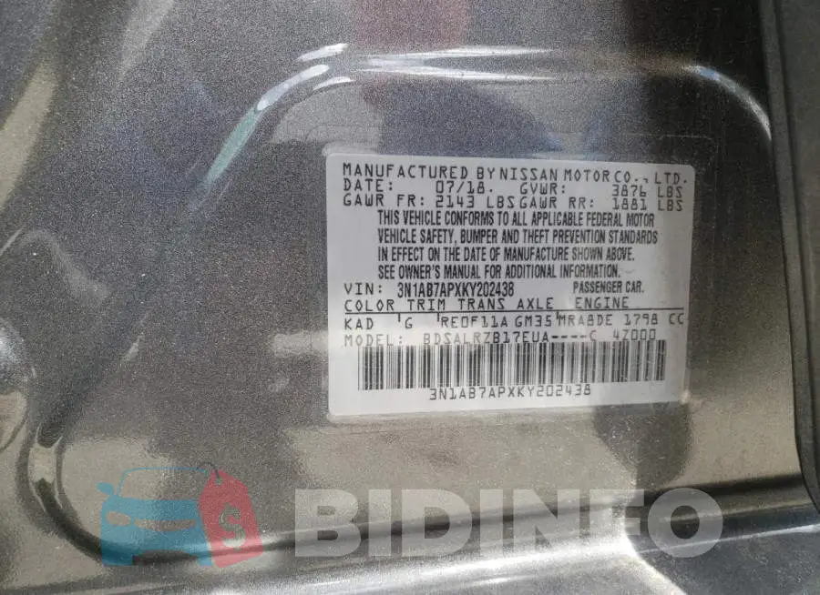 3N1AB7APXKY202438 Photo# 10