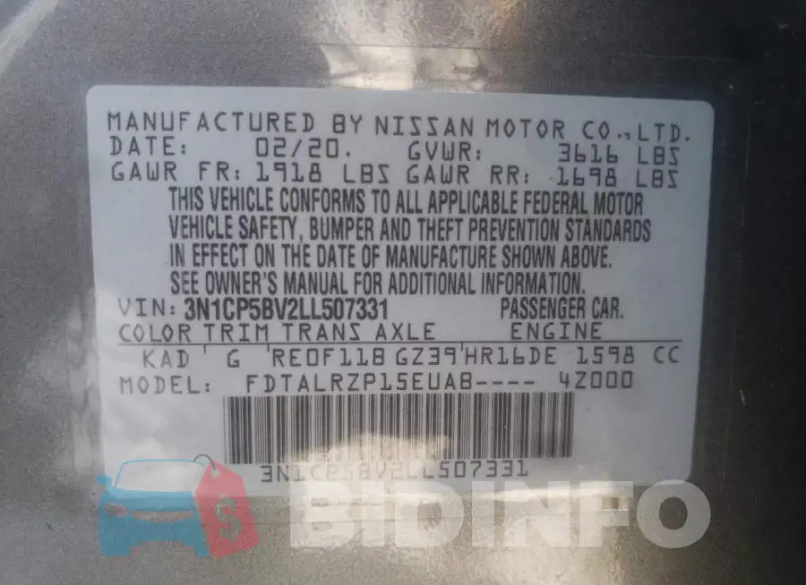 3N1CP5BV2LL507331 Photo# 10