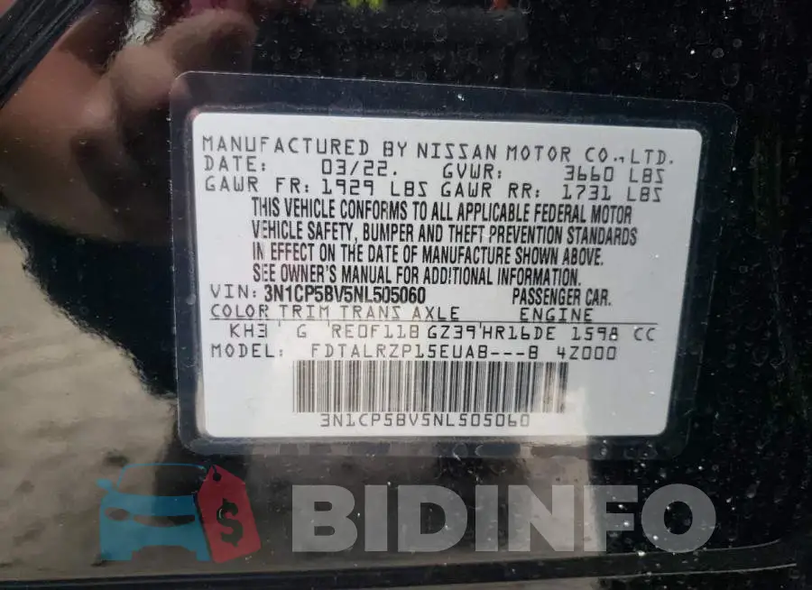 3N1CP5BV5NL505060 Photo# 10