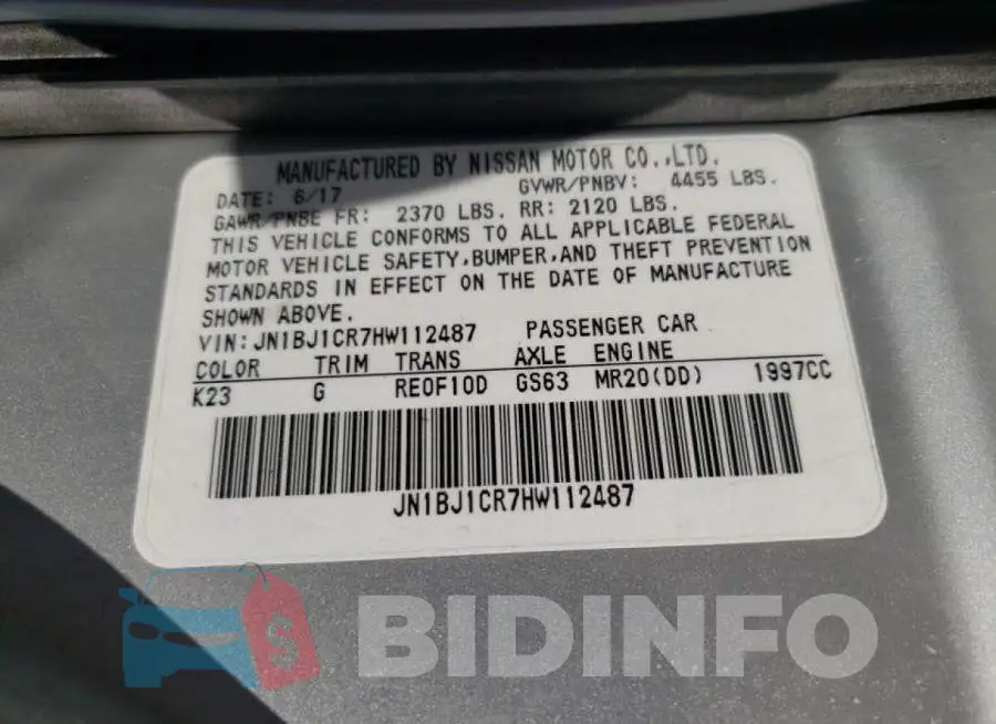 JN1BJ1CR7HW112487 Photo# 10