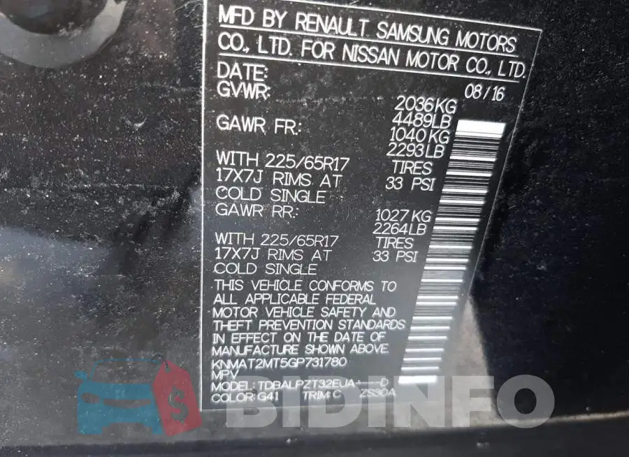 KNMAT2MT5GP731780 Photo# 10