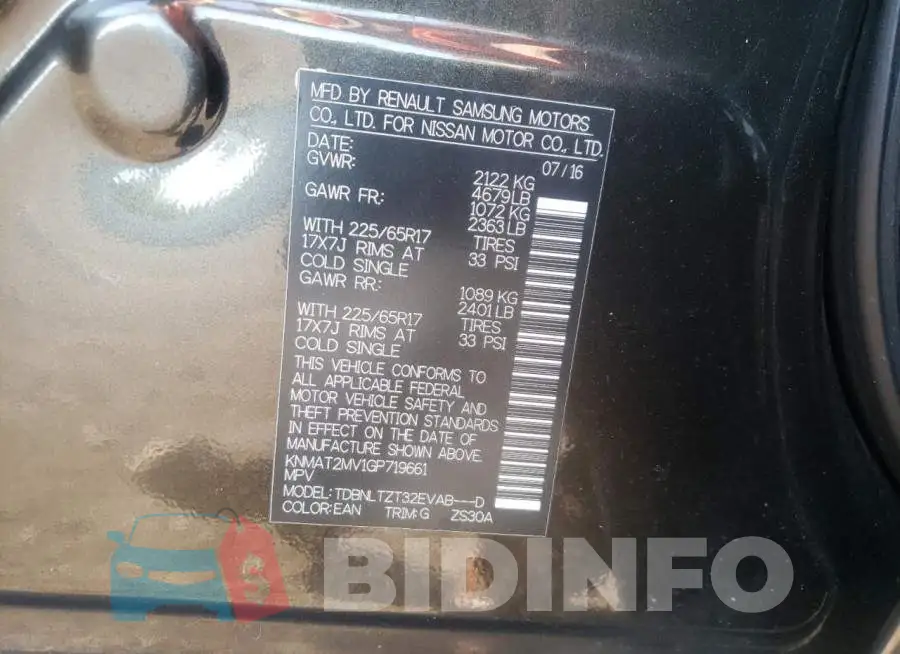 KNMAT2MV1GP719661 Photo# 10