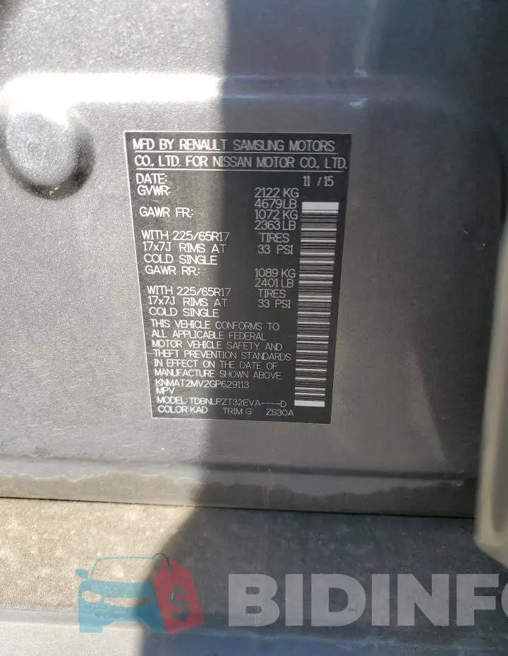 KNMAT2MV2GP629113 Photo# 10