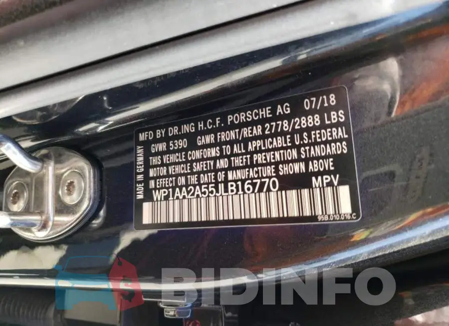 WP1AA2A55JLB16770 Photo# 10