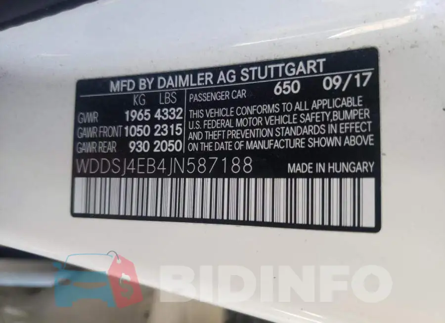 WDDSJ4EB4JN587188 Photo# 10