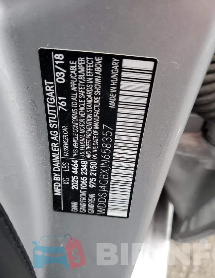 WDDSJ4GBXJN658357 Photo# 10