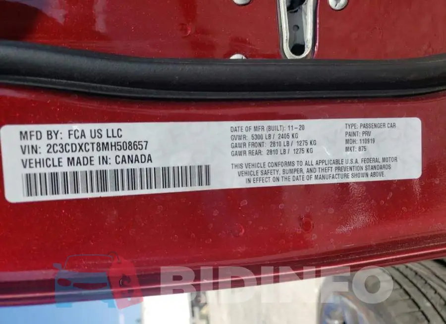 2C3CDXCT8MH508657 Photo# 10
