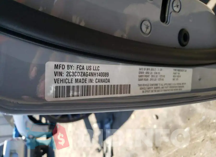 2C3CDZAG4NH140089 Photo# 10