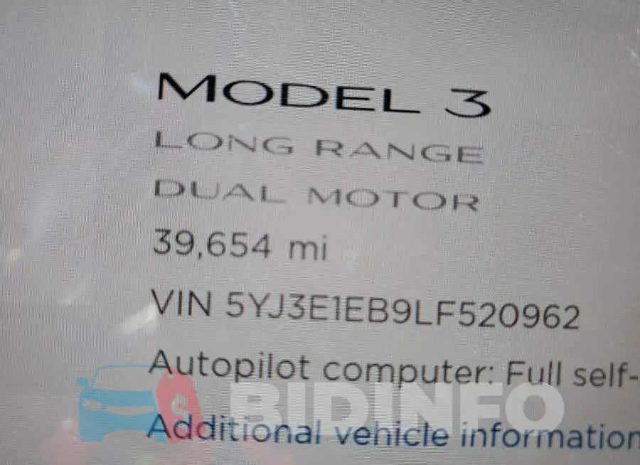 5YJ3E1EB9LF520962 Photo# 8