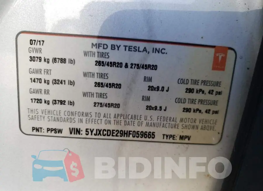 5YJXCDE29HF059665 Photo# 10