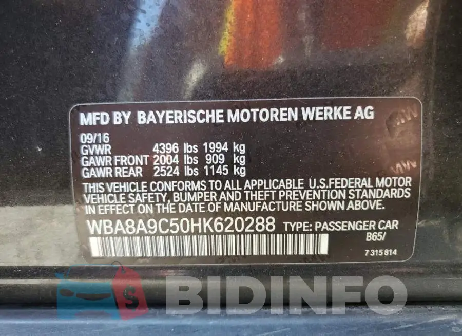 WBA8A9C50HK620288 Photo# 10