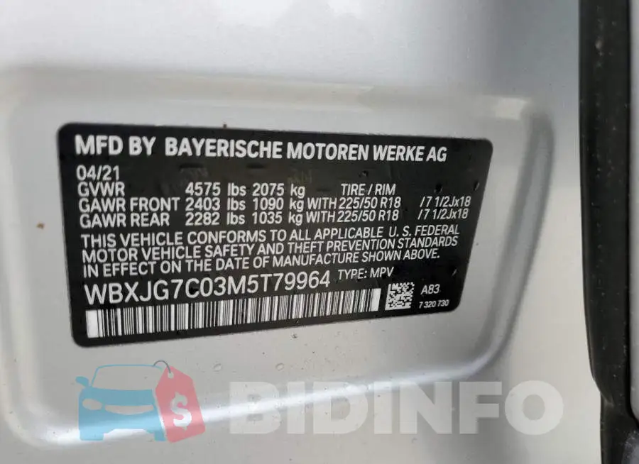 WBXJG7C03M5T79964 Photo# 10