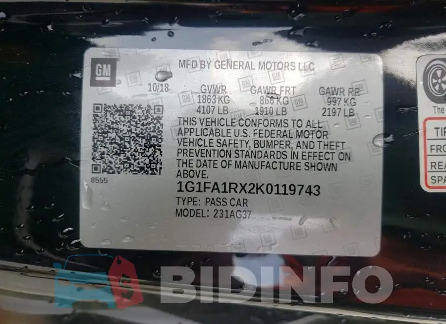 1G1FA1RX2K0119743 Photo# 10