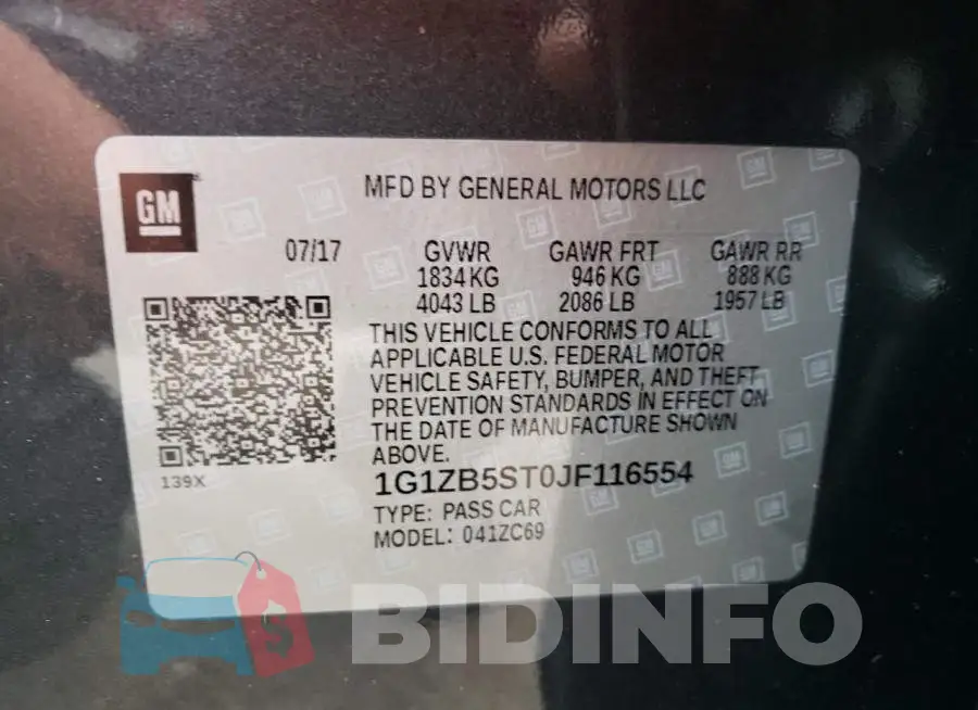 1G1ZB5ST0JF116554 Photo# 10