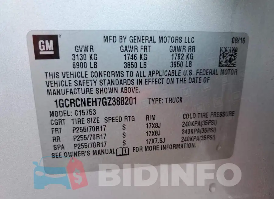 1GCRCNEH7GZ388201 Photo# 10