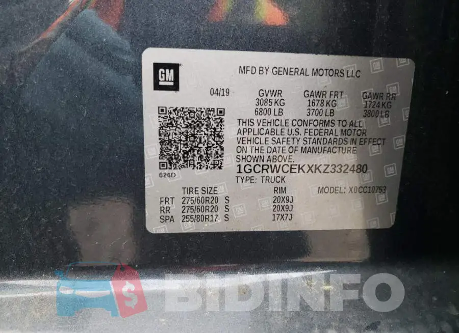 1GCRWCEKXKZ332480 Photo# 10