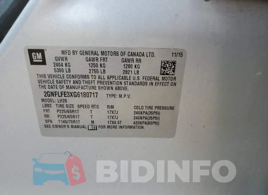 2GNFLFE3XG6180717 Photo# 10
