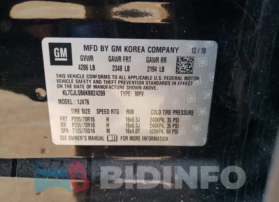 KL7CJLSB6KB824289 Photo# 10