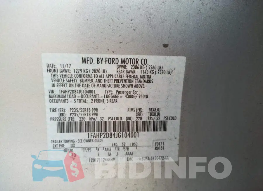 1FAHP2D84JG104001 Photo# 10