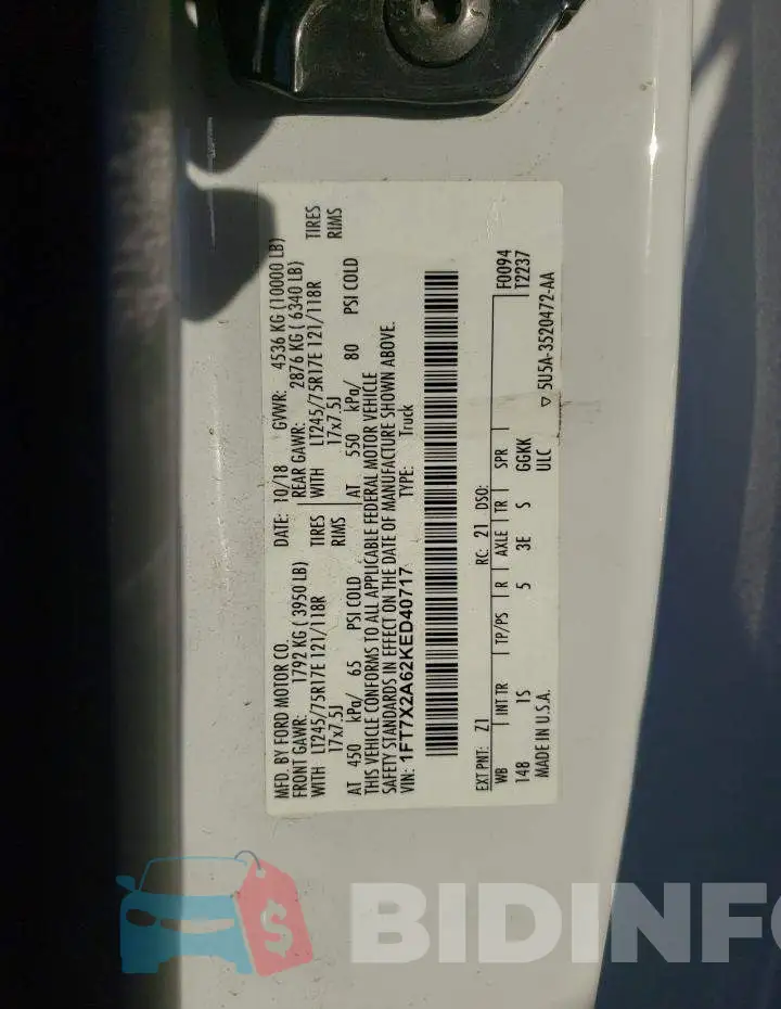 1FT7X2A62KED40717 Photo# 10