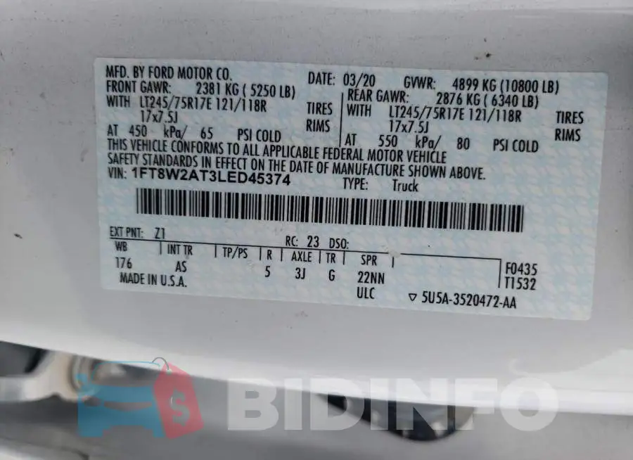 1FT8W2AT3LED45374 Photo# 10