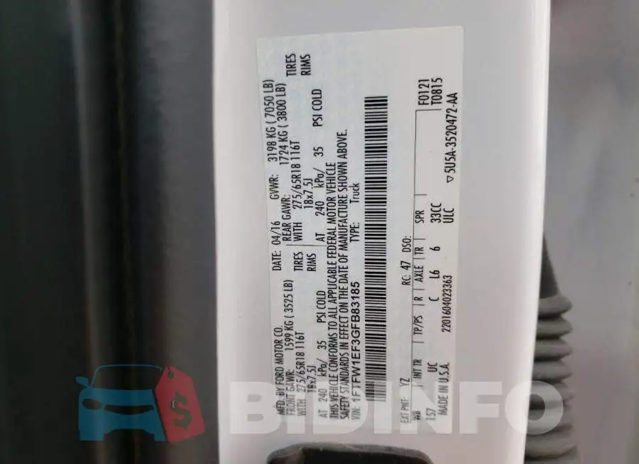 1FTFW1EF3GFB83185 Photo# 10