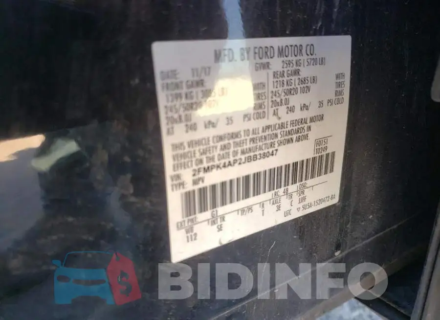 2FMPK4AP2JBB38047 Photo# 10