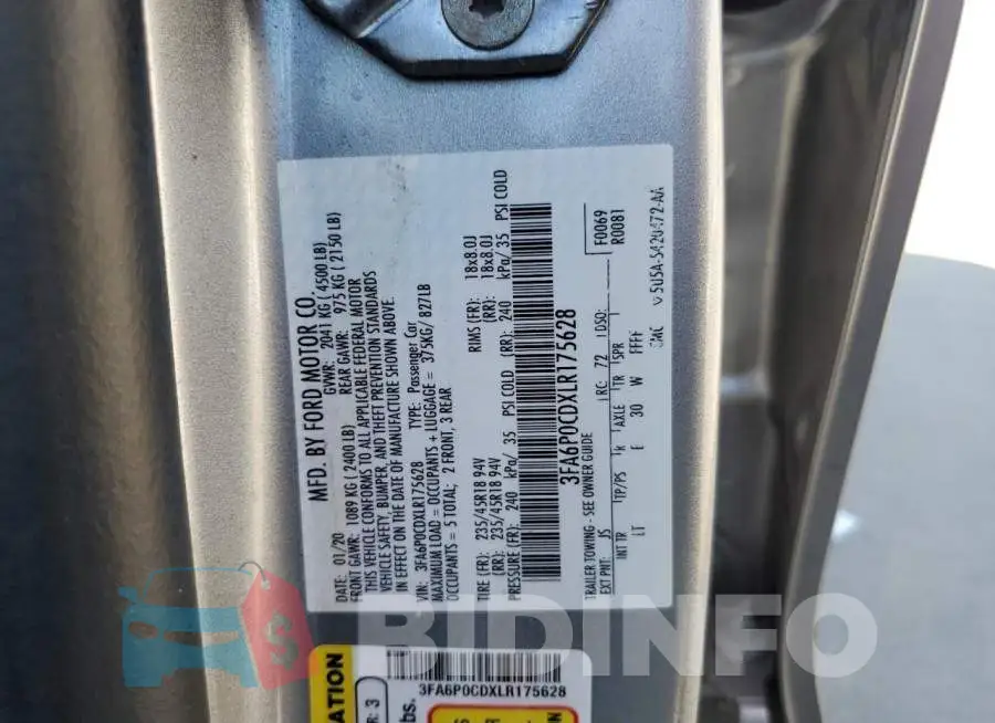 3FA6P0CDXLR175628 Photo# 10
