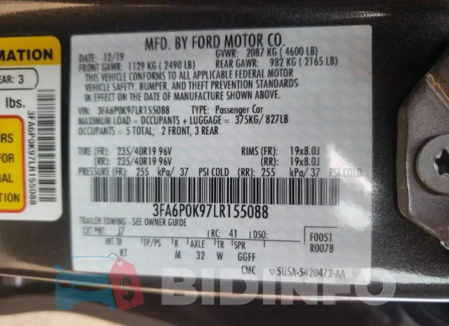 3FA6P0K97LR155088 Photo# 10