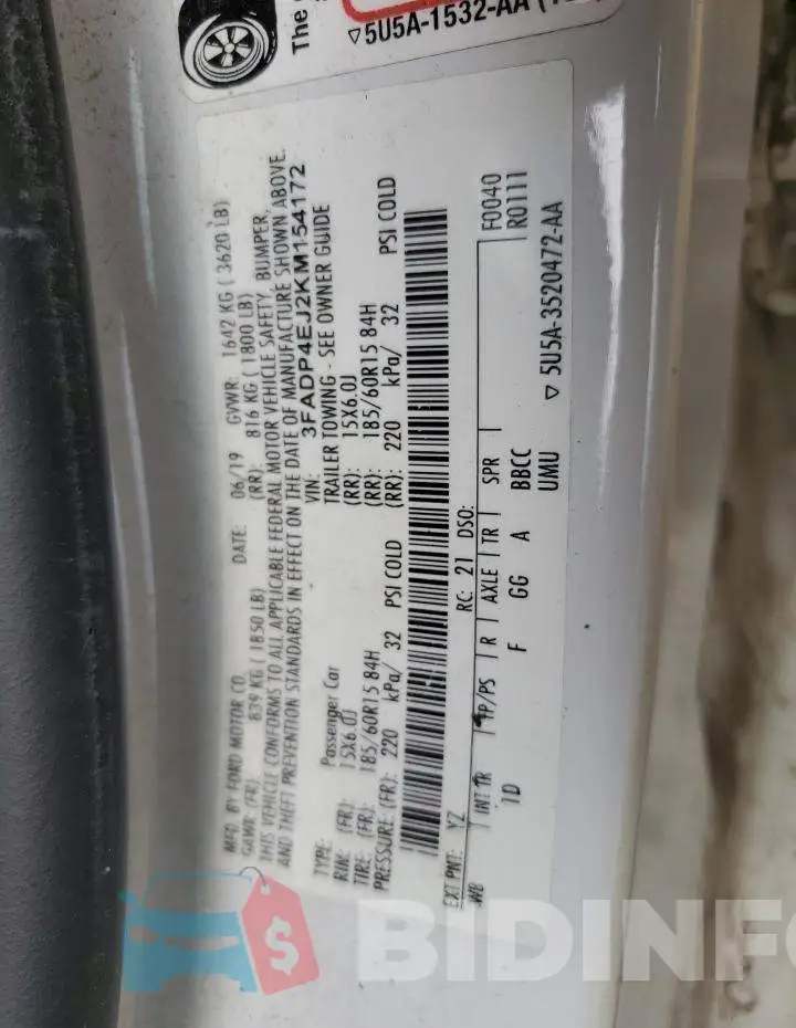 3FADP4EJ2KM154172 Photo# 10