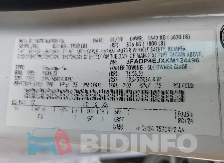 3FADP4EJXKM124496 Photo# 10