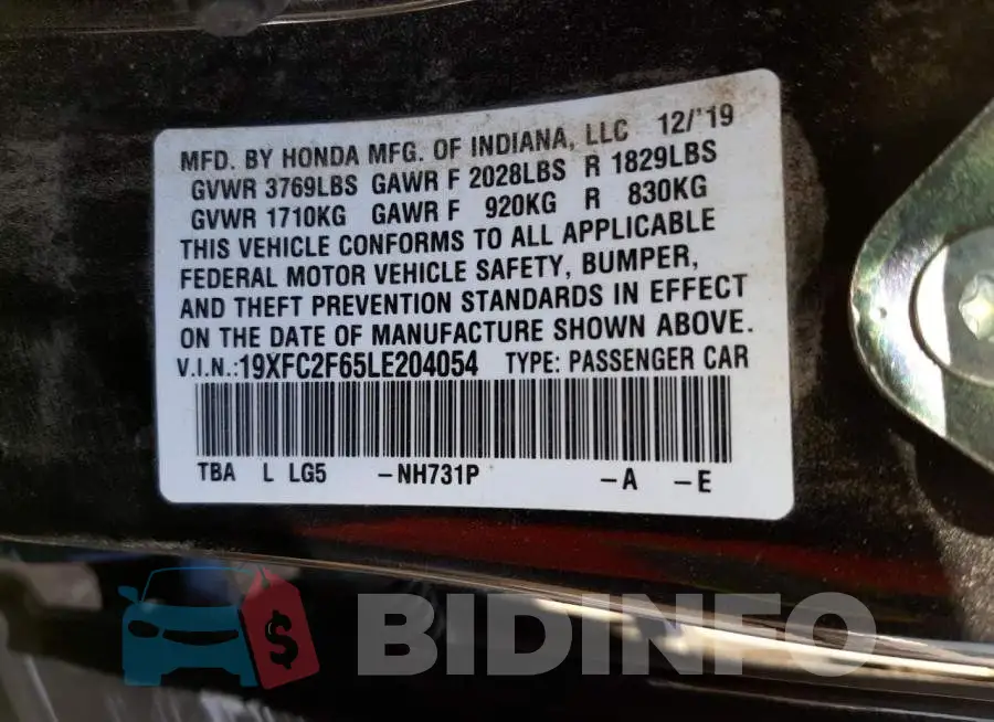 19XFC2F65LE204054 Photo# 10