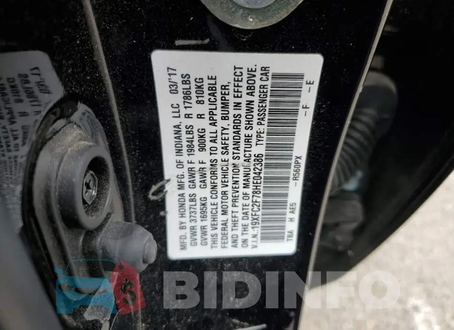 19XFC2F78HE042386 Photo# 10