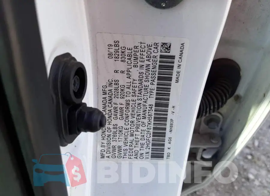 2HGFC2F87KH587548 Photo# 10