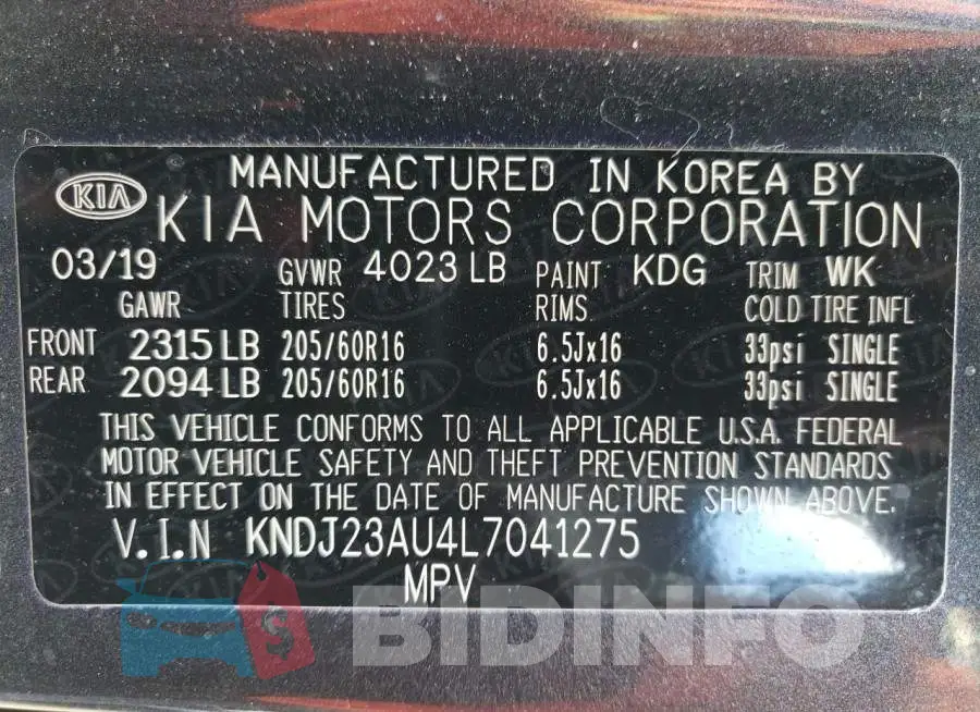 KNDJ23AU4L7041275 Photo# 10