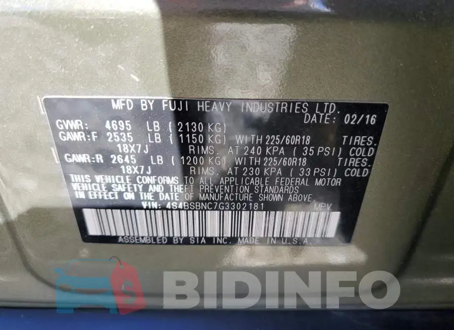 4S4BSBNC7G3302181 Photo# 10