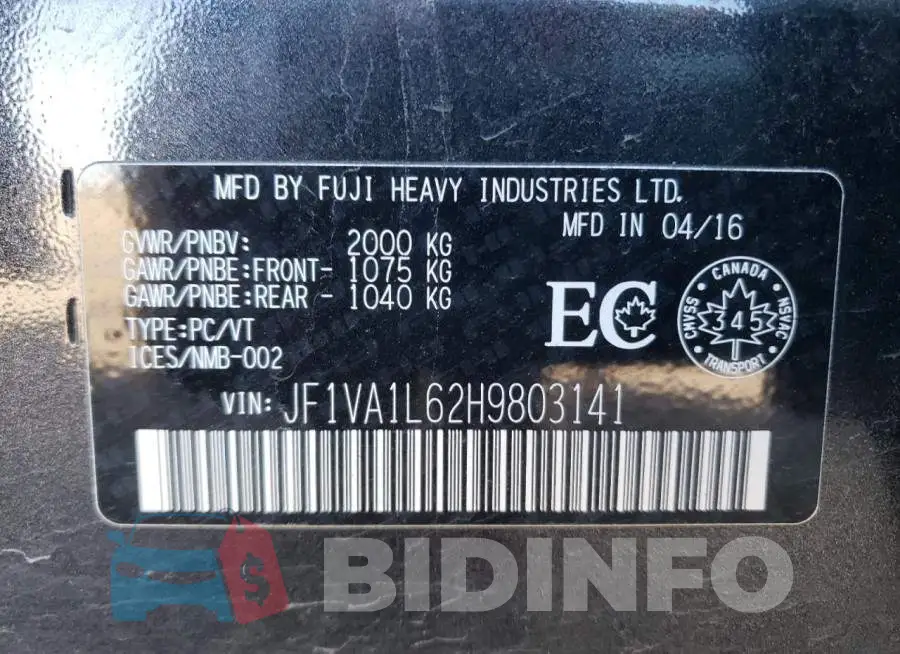 JF1VA1L62H9803141 Photo# 10