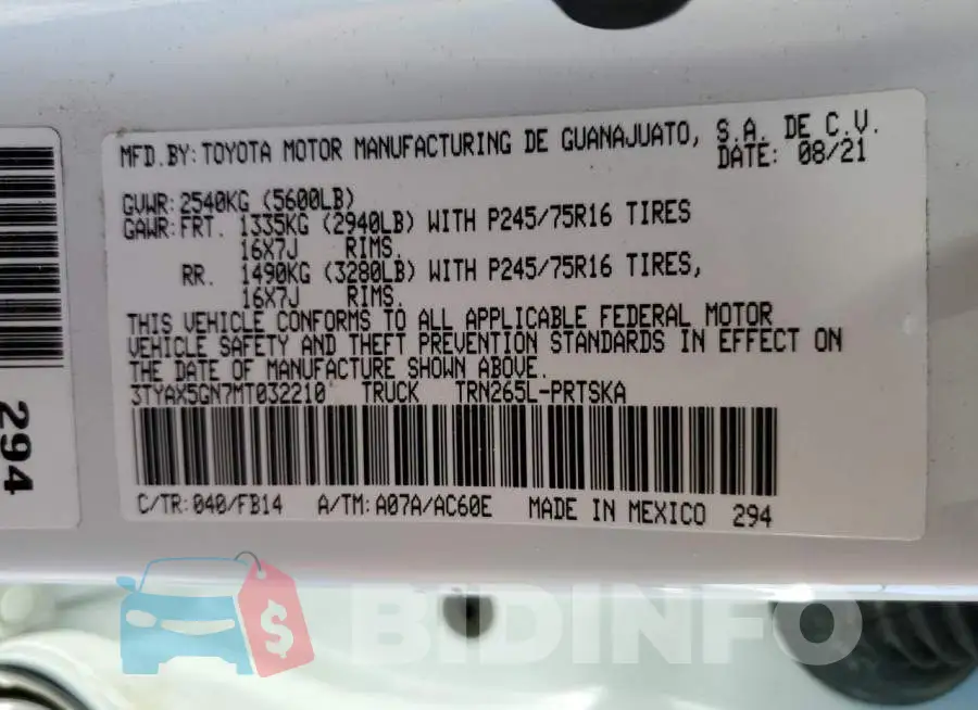 3TYAX5GN7MT032210 Photo# 10