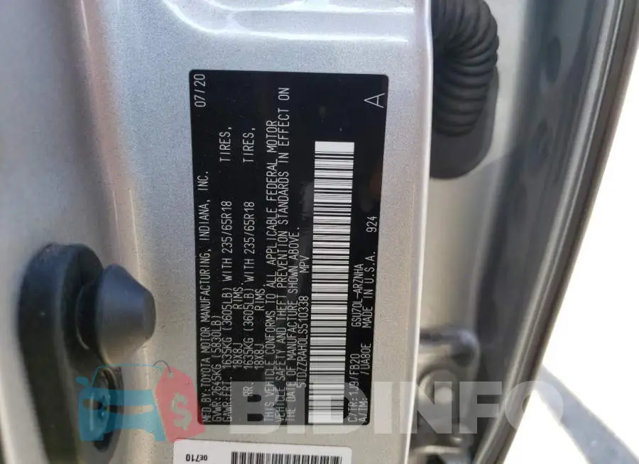5TDZZRAH0LS510338 Photo# 10