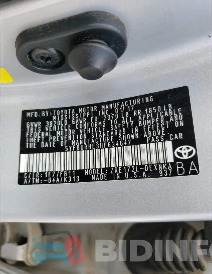 5YFBURHE3HP634647 Photo# 10