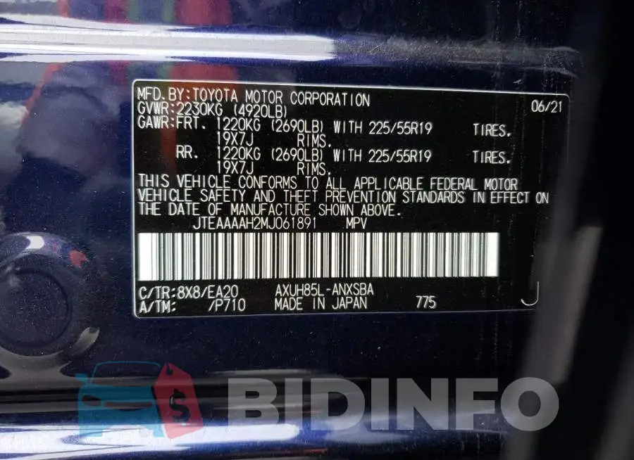 JTEAAAAH2MJ061891 Photo# 10