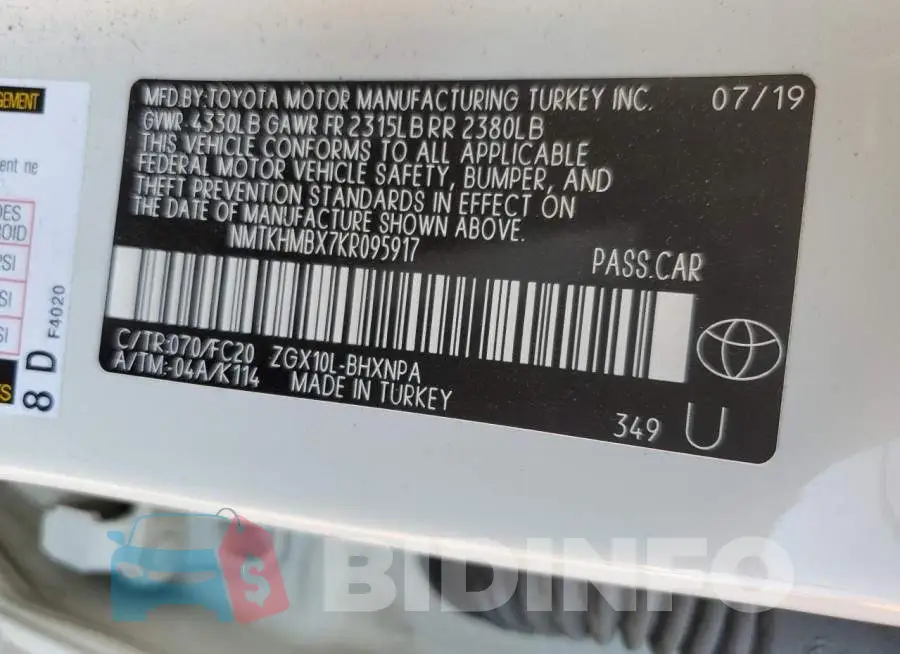 NMTKHMBX7KR095917 Photo# 10
