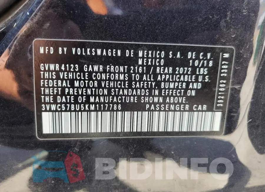 3VWC57BU5KM117786 Photo# 10
