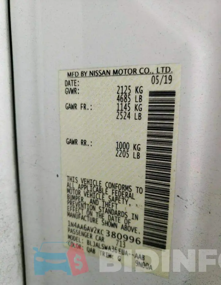 1N4AA6AV2KC380996 Photo# 10