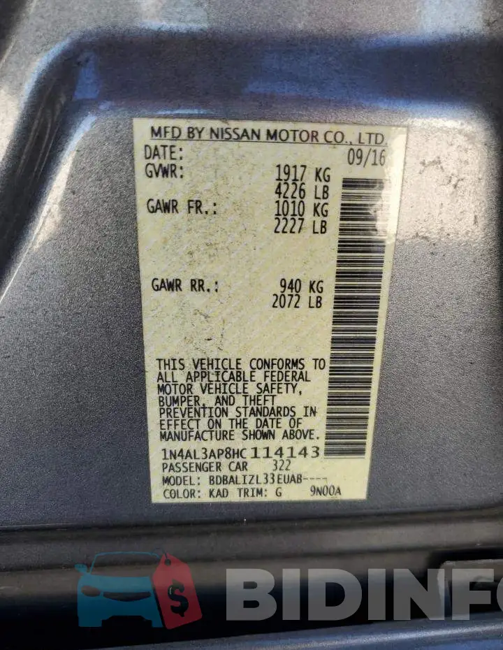 1N4AL3AP8HC114143 Photo# 10
