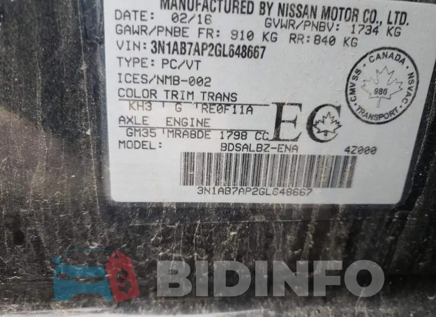 3N1AB7AP2GL648667 Photo# 10