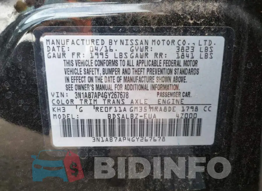 3N1AB7AP4GY267678 Photo# 10