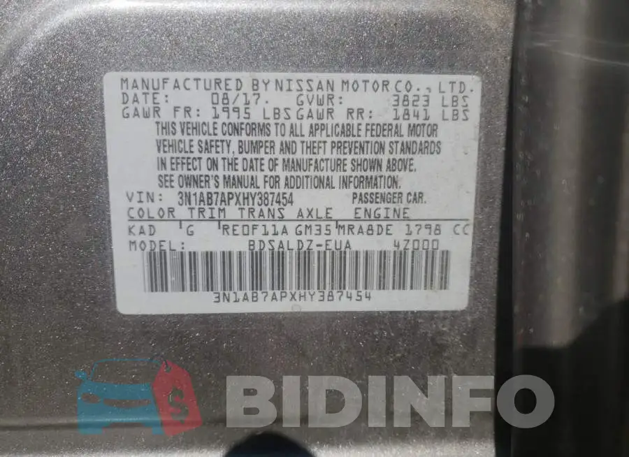 3N1AB7APXHY387454 Photo# 10